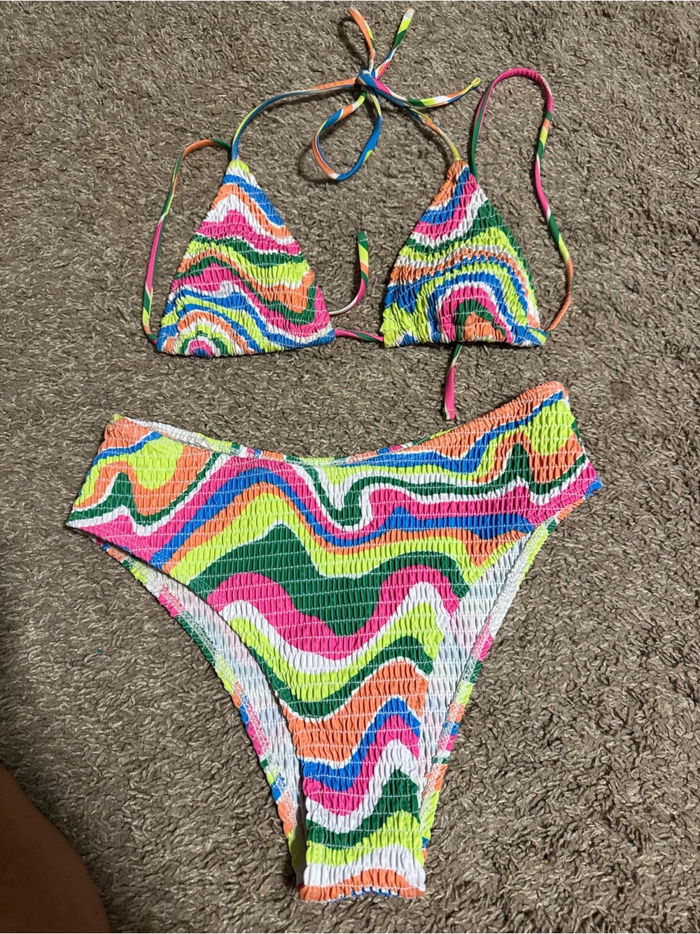 Vibrant Multicolor Smocked Bikini Set
